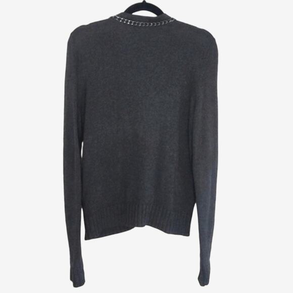 Michael Kors Women’s Cardigan Coastal Preppy Minimalist Zip Dark Gray Size M - Picture 2 of 9